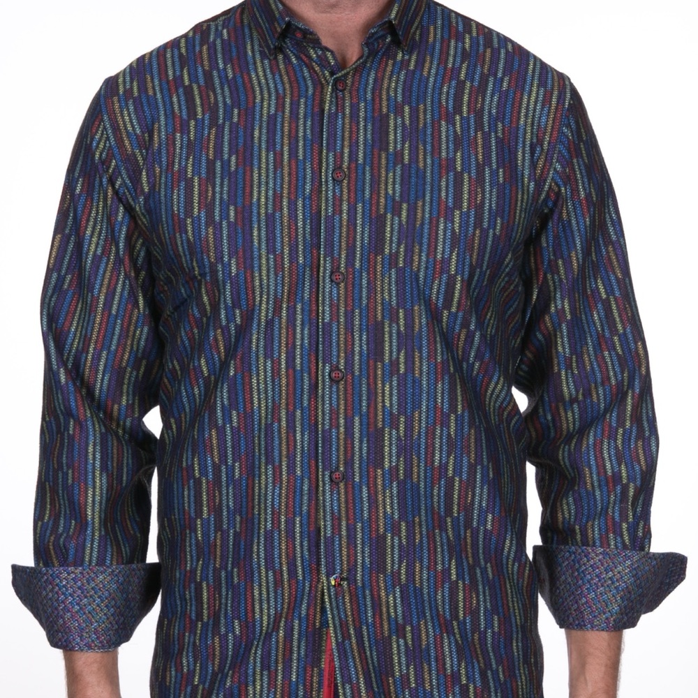 Navy with multicolor stripes